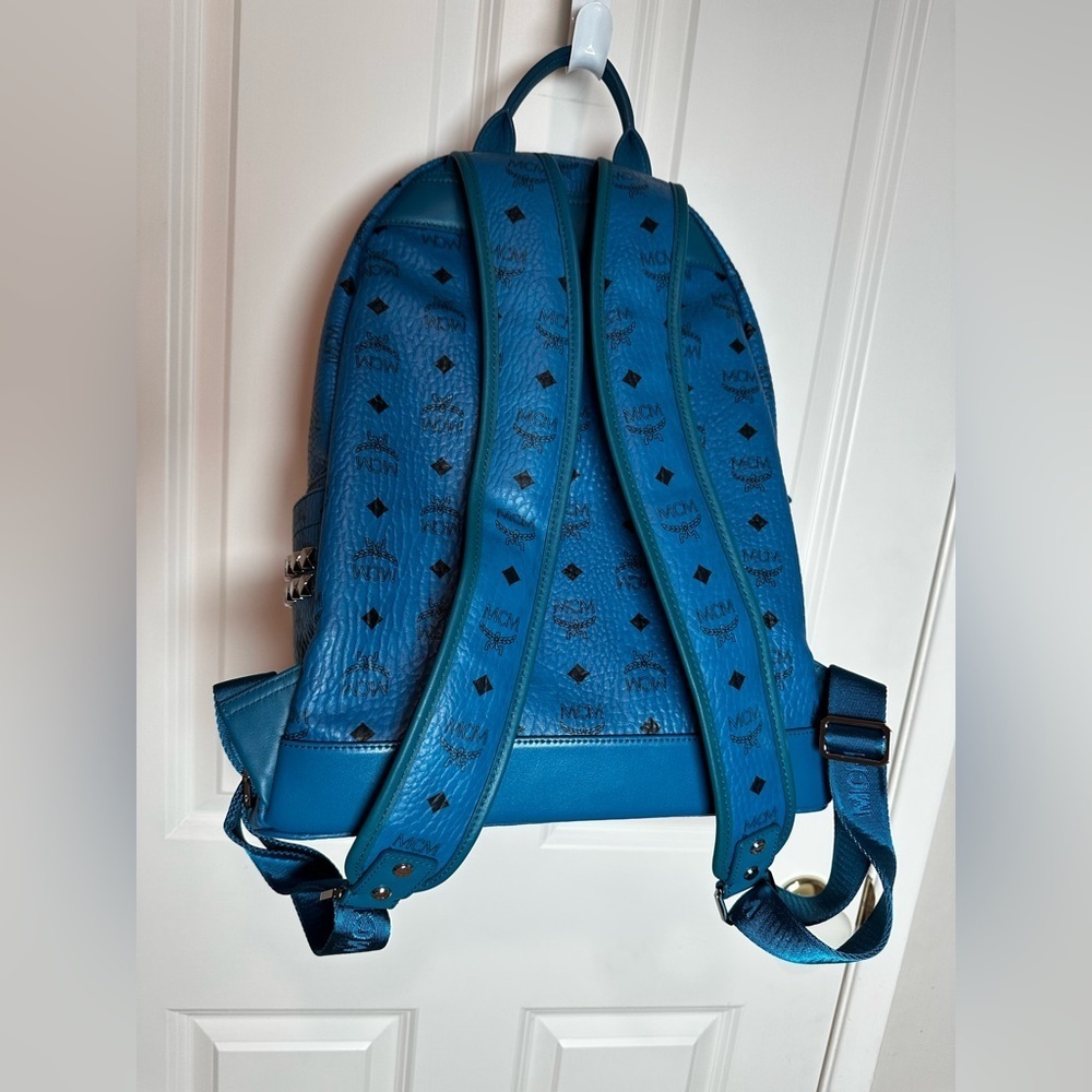 MCM blue Leather Backpack with studs brand new with tag - Picture 16 of 16